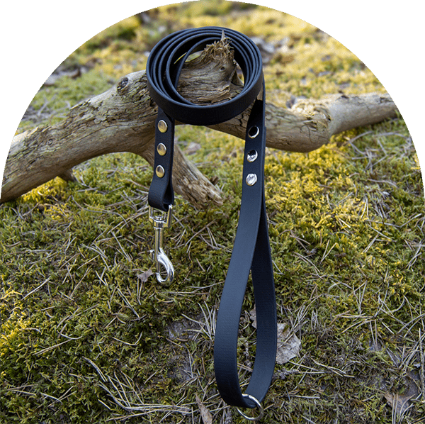 A waterproof, easy to clean dog leash in black with stainless steel hardware. Made with BioThane material.

Ett vattentätt, lätt att rengöra hundkoppel i pastellrosa med beslag i rostfritt stål. Tillverkad med BioThane-material.