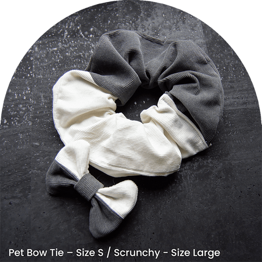 Bow Tie And Scrunchy Set - Shade 51st of Grey