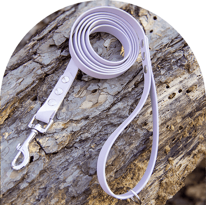 A waterproof, easy to clean dog leash in pastel purple with stainless steel hardware. Made with BioThane material.

Ett vattentätt, lätt att rengöra hundkoppel i pastelllila med beslag i rostfritt stål. Tillverkad med BioThane-material.